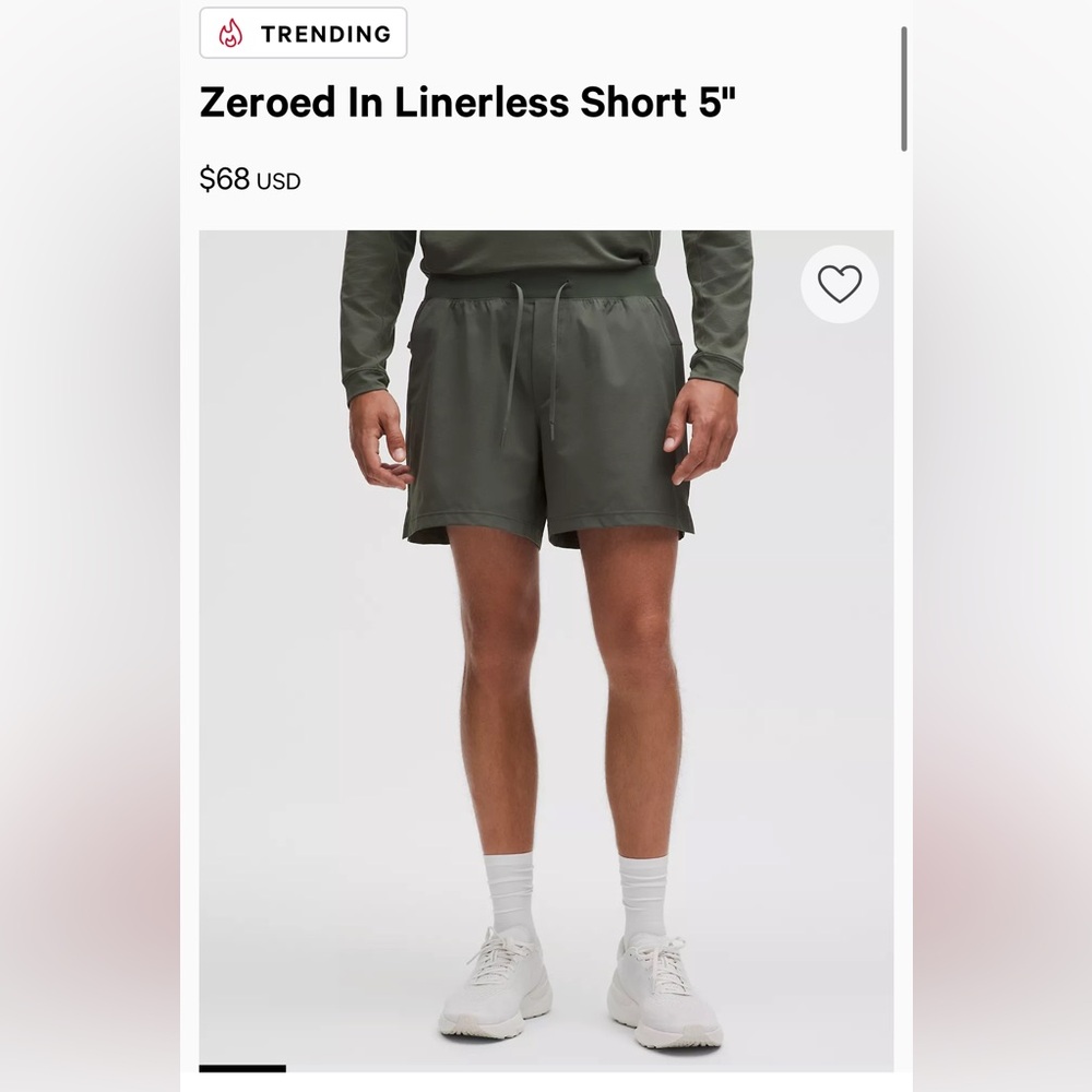 Mens Lululemon Zeroed Shorts 5inch